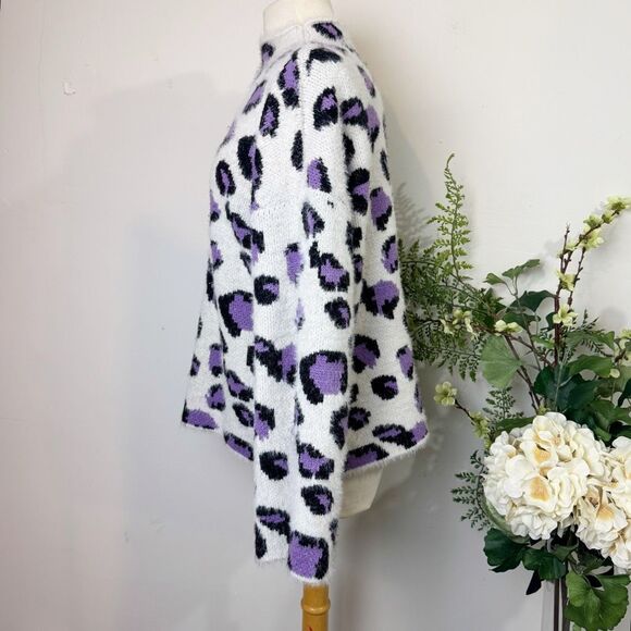 Moon River Lilac Leopard Funnel Neck Sweater | medium | Anthropologie - Picture 6 of 11